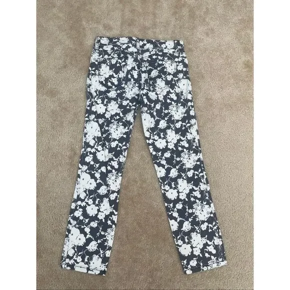 Tory Burch Floral Print Skinny Jeans Women’s Size 26 Blue White Cotton - Picture 4 of 9